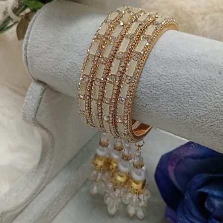 Off White Indian Latkan Bangle 4pc Set