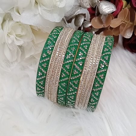 Emerald Green Gold Indian Bangle Set