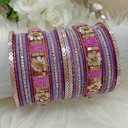 Pink Purple Customised Indian Bangle Set