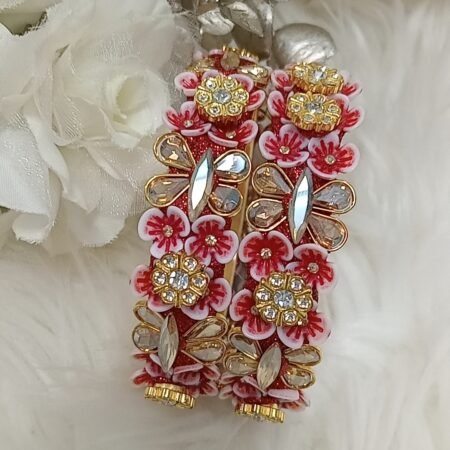 Red Butterfly Floral Designer 2pc Bangle Set