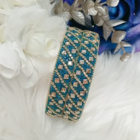 Turquoise Gold 2pc Premium Indian Bangle Set