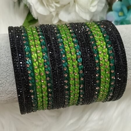 Customised Black Green Indian Bangle Set