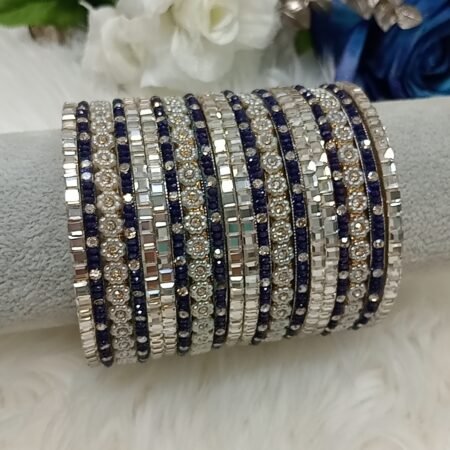 Customised Indian Navy Blue Gold Bangles