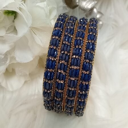 Navy Blue Gold 4pc Indian Bangle Set