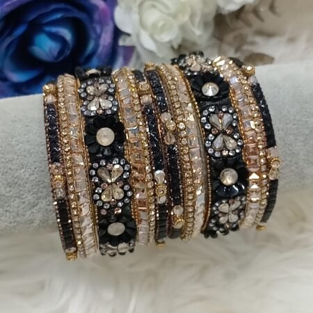 Customised Black Gold Indian Bangle Set