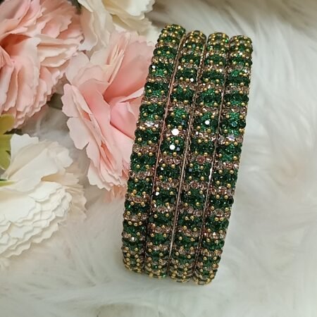 Dark Green Raindrop Indian Bangles 4pc Set
