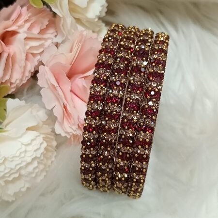 Maroon Raindrop Indian Bangles 4pc Set