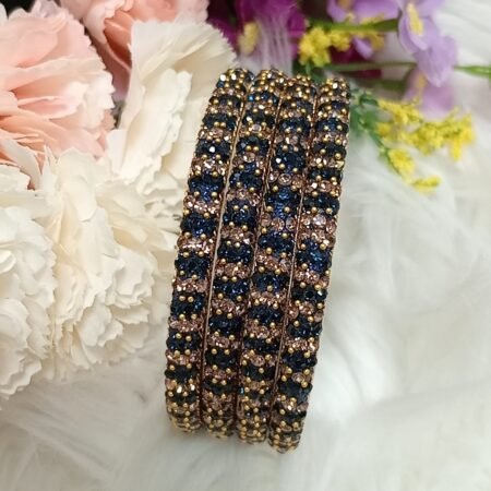 Navy Blue Raindrop Indian Bangles 4pc Set