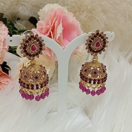 Purple Gold Indian Jhumka