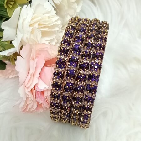 Dark Purple Raindrop Indian Bangles 4pc Set