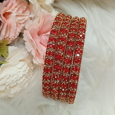 Red Raindrop Indian Bangles 4pc Set