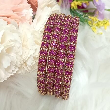 Rose Pink Raindrop Indian Bangles 4pc Set