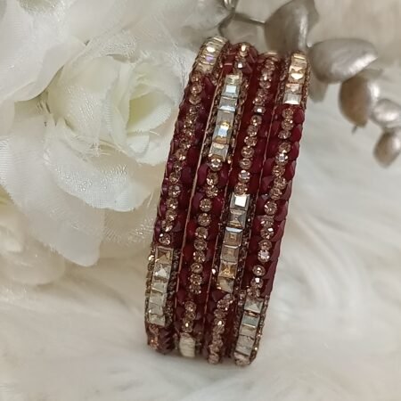 Maroon Gold 4pc Indian Bangle Set
