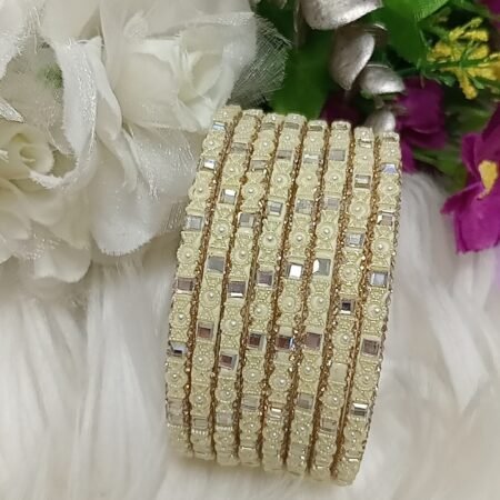 Soft Pastel Yellow Gold Pearl 8pc Bangle Set